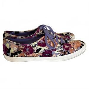 Keds Champion Floral Sneakers Women’s 10 Dream Foam Canvas Shoes Lavender EUC